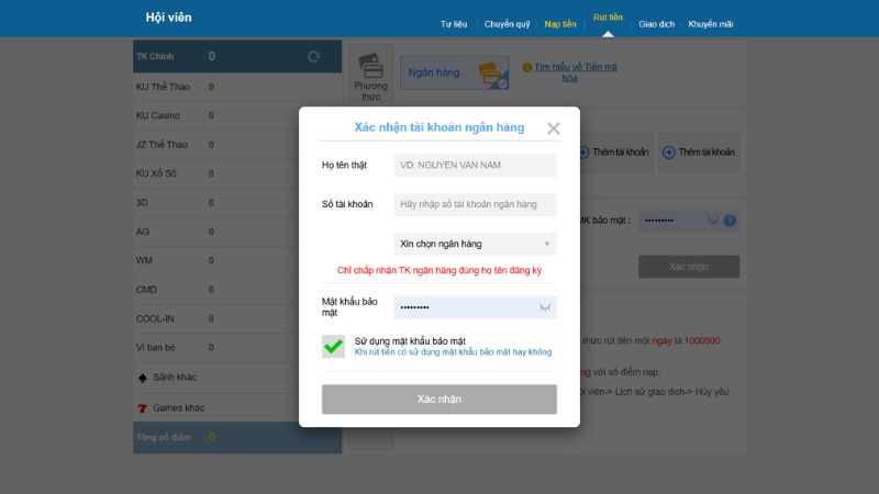 Anh em có thể lựa chọn bất cứ hình thức rút tiền nào theo nhu cầu