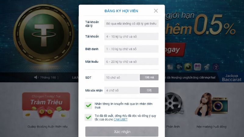 Điền thông tin đăng ký đầy đủ