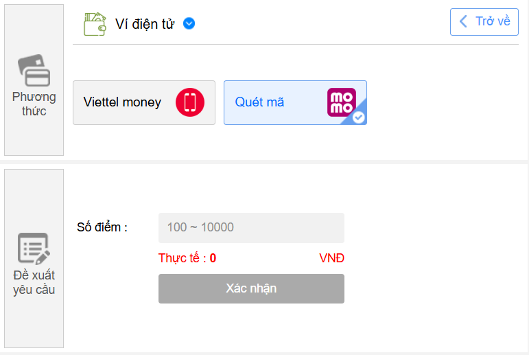 Các bước nạp tiền Kubet bằng ví Momo
