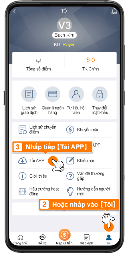 Bấm tải app về máy
