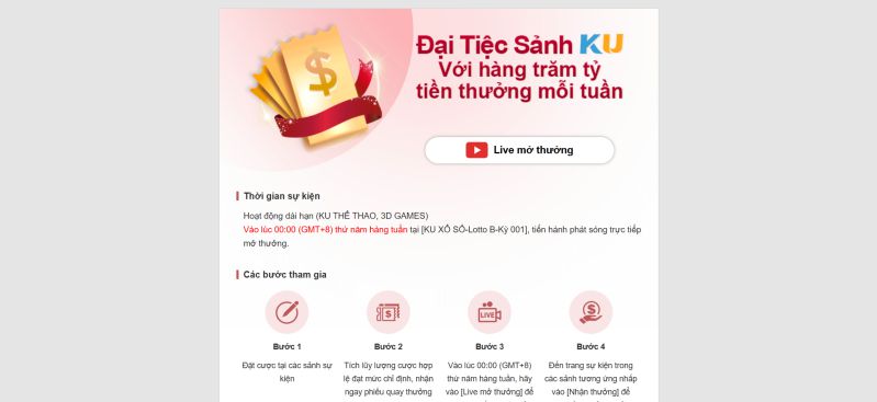 Nội dung khuyến mãi quay thưởng tuần Kubet