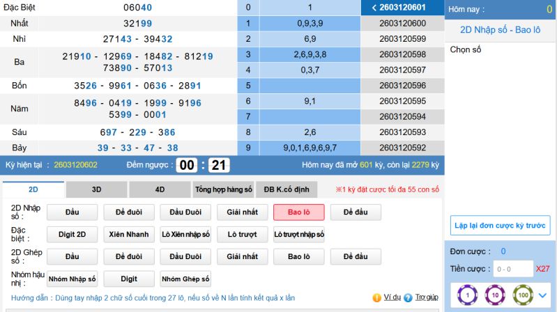 Lô Đề Online tỷ lệ 1 ăn 99