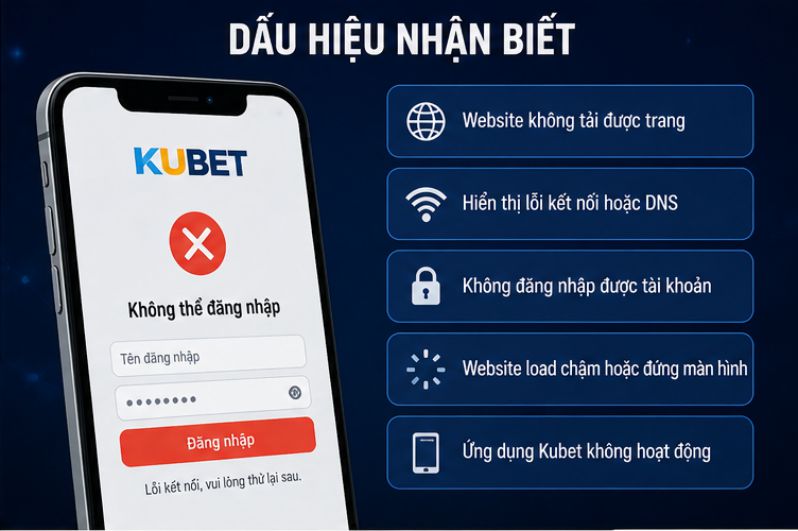 Dấu hiệu nhận biết lỗi không vào được Kubet